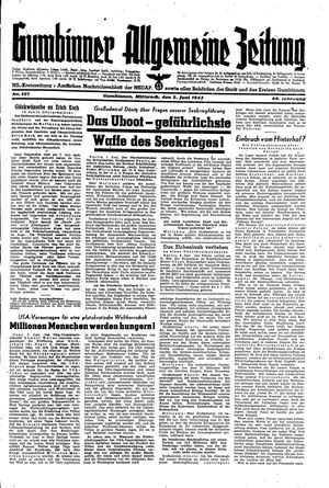 Gumbinner allgemeine Zeitung vom 02.06.1943