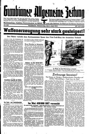 Gumbinner allgemeine Zeitung on Jun 3, 1943