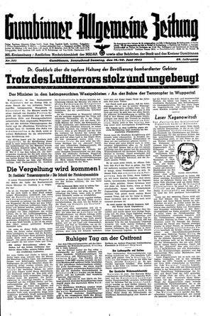 Gumbinner allgemeine Zeitung vom 19.06.1943
