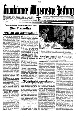 Gumbinner allgemeine Zeitung vom 26.06.1943