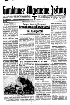 Gumbinner allgemeine Zeitung vom 09.07.1943