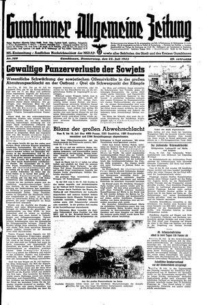 Gumbinner allgemeine Zeitung vom 22.07.1943