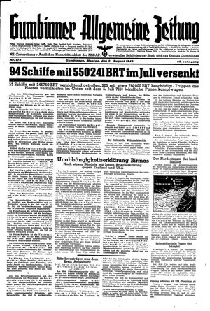 Gumbinner allgemeine Zeitung vom 02.08.1943