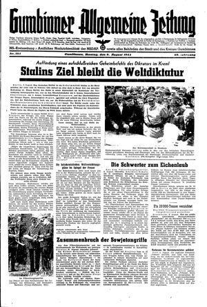 Gumbinner allgemeine Zeitung vom 09.08.1943