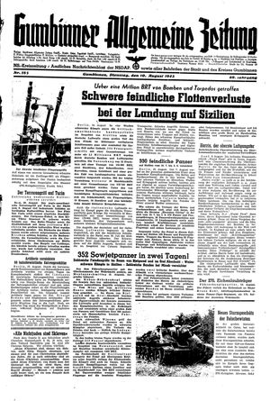Gumbinner allgemeine Zeitung vom 10.08.1943