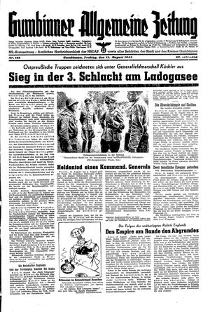 Gumbinner allgemeine Zeitung vom 13.08.1943