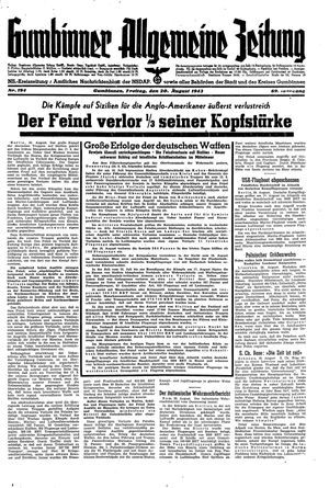 Gumbinner allgemeine Zeitung vom 20.08.1943
