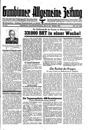 Gumbinner allgemeine Zeitung vom 21.08.1943