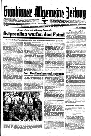Gumbinner allgemeine Zeitung vom 28.08.1943