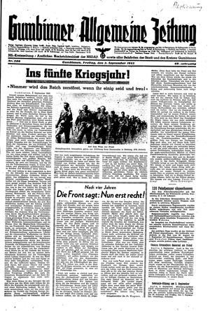 Gumbinner allgemeine Zeitung vom 03.09.1943