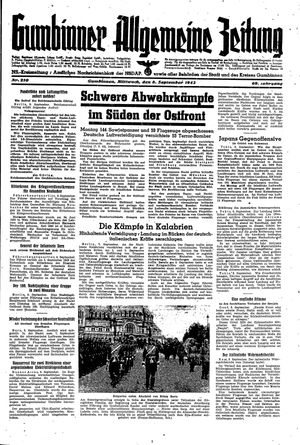 Gumbinner allgemeine Zeitung vom 08.09.1943