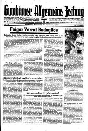 Gumbinner allgemeine Zeitung vom 09.09.1943