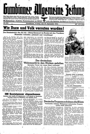 Gumbinner allgemeine Zeitung vom 10.09.1943