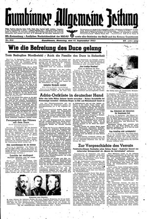 Gumbinner allgemeine Zeitung vom 14.09.1943