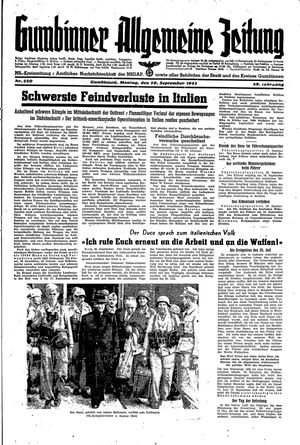Gumbinner allgemeine Zeitung vom 20.09.1943