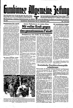 Gumbinner allgemeine Zeitung on Sep 23, 1943