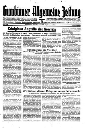 Gumbinner allgemeine Zeitung vom 27.09.1943
