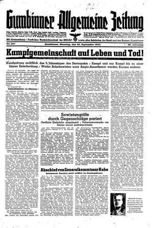 Gumbinner allgemeine Zeitung vom 28.09.1943