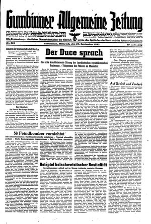 Gumbinner allgemeine Zeitung vom 29.09.1943