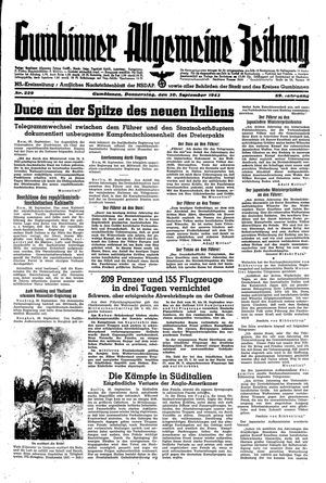 Gumbinner allgemeine Zeitung vom 30.09.1943