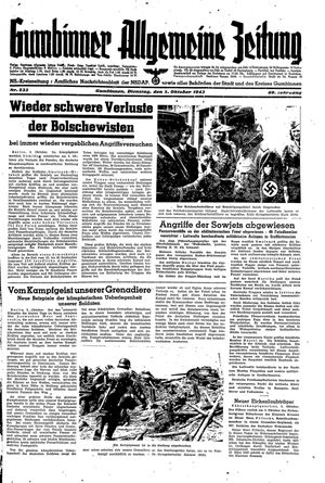 Gumbinner allgemeine Zeitung vom 05.10.1943