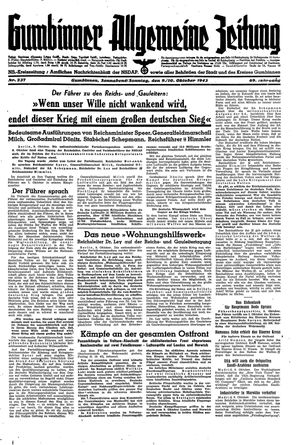 Gumbinner allgemeine Zeitung vom 09.10.1943