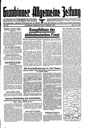 Gumbinner allgemeine Zeitung vom 27.10.1943