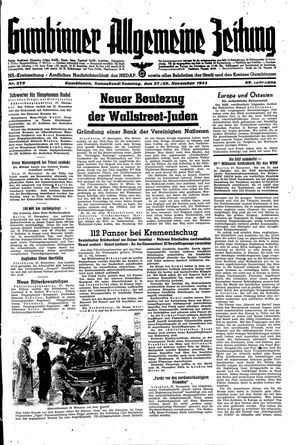 Gumbinner allgemeine Zeitung vom 27.11.1943