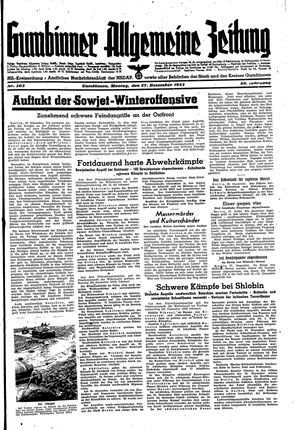 Gumbinner allgemeine Zeitung vom 27.12.1943