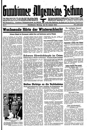 Gumbinner allgemeine Zeitung vom 10.01.1944