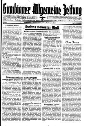 Gumbinner allgemeine Zeitung vom 03.02.1944
