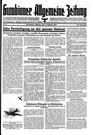 Gumbinner allgemeine Zeitung vom 07.02.1944