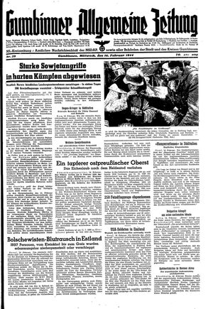 Gumbinner allgemeine Zeitung vom 16.02.1944