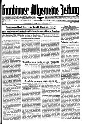 Gumbinner allgemeine Zeitung vom 18.02.1944