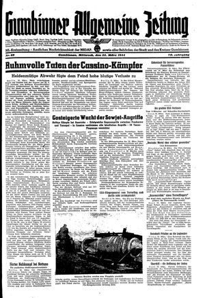 Gumbinner allgemeine Zeitung vom 22.03.1944