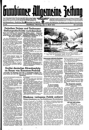 Gumbinner allgemeine Zeitung vom 11.04.1944