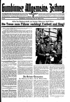 Gumbinner allgemeine Zeitung vom 20.04.1944