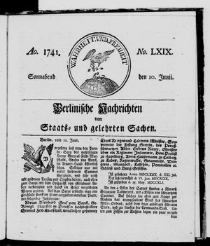 Berlinische Nachrichten von Staats- und gelehrten Sachen vom 10.06.1741