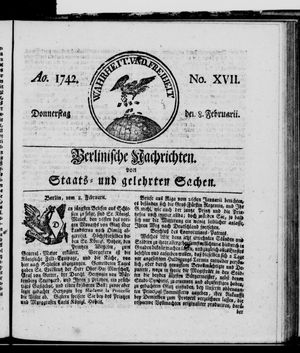 Berlinische Nachrichten von Staats- und gelehrten Sachen vom 08.02.1742