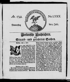 Berlinische Nachrichten von Staats- und gelehrten Sachen vom 05.07.1742