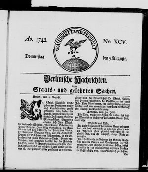 Berlinische Nachrichten von Staats- und gelehrten Sachen on Aug 9, 1742