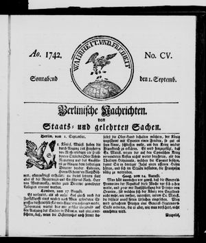 Berlinische Nachrichten von Staats- und gelehrten Sachen on Sep 1, 1742