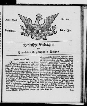Berlinische Nachrichten von Staats- und gelehrten Sachen vom 10.06.1745