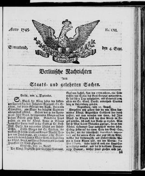 Berlinische Nachrichten von Staats- und gelehrten Sachen vom 04.09.1745