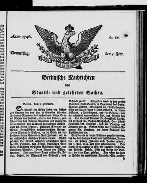 Berlinische Nachrichten von Staats- und gelehrten Sachen vom 03.02.1746