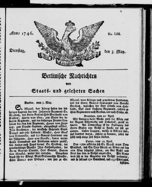 Berlinische Nachrichten von Staats- und gelehrten Sachen vom 03.05.1746