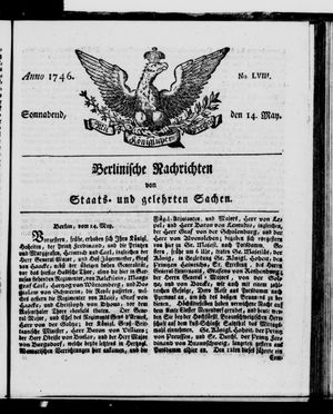 Berlinische Nachrichten von Staats- und gelehrten Sachen vom 14.05.1746