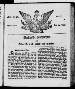 Berlinische Nachrichten von Staats- und gelehrten Sachen vom 24.09.1746