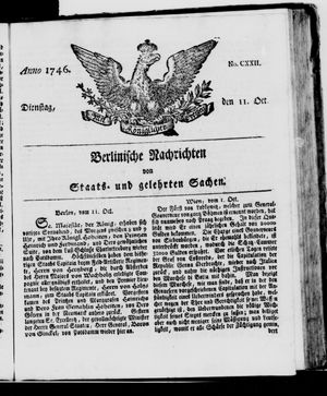 Berlinische Nachrichten von Staats- und gelehrten Sachen vom 11.10.1746