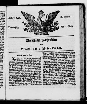 Berlinische Nachrichten von Staats- und gelehrten Sachen vom 03.11.1746